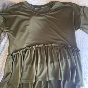 Army green flowy top
